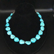 Load image into Gallery viewer, 18” Large Turquoise Nugget and Sterling Silver bead Necklace
