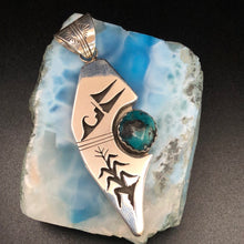 Load image into Gallery viewer, Sterling Silver Shadow box with Nacozari Turquoise Pendant
