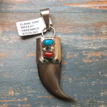 Load image into Gallery viewer, Sterling Silver Bear Claw Pendant with Turquoise and Coral!
