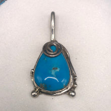 Load image into Gallery viewer, Sterling Silver swirl and stabilized Sleeping Beauty Turquoise pendant
