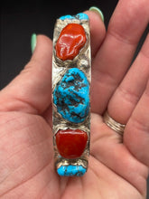 Load image into Gallery viewer, Kingman Turquoise and Coral Bracelet
