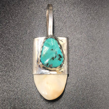 Load image into Gallery viewer, Elk Ivory with Sleeping Beauty Turquoise pendant
