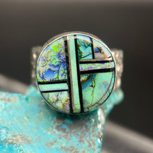 Load image into Gallery viewer, Opal and Onyx inlay Sterling Silver ring
