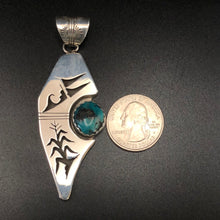 Load image into Gallery viewer, Sterling Silver Shadow box with Nacozari Turquoise Pendant
